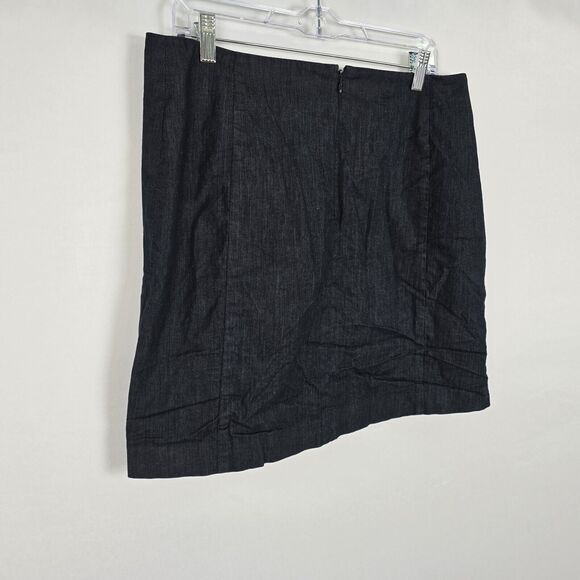 Ann Taylor Loft Mini Skirt Women's 12 Dark Blue Flat Front Zipper Lined - Picture 6 of 9
